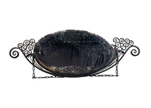 French Art Deco Iron Frame with Oval Bevel Mirror