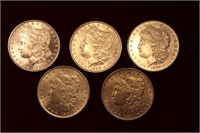 5pc Morgan Silver Dollar Lot 1887 - 1891