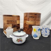 Wooden Storage Jars, Hand Painted Cups & More