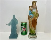 Sculptures, Ste-Anne de Beaupré en craie+ Jésus,