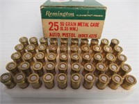 (50) Rounds of Remington 25 auto 50GR ammo.