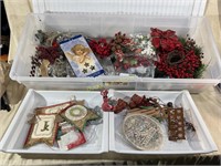 Container of Christmas crafting supplies