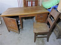 Oak School Desk & Chair