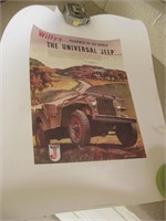 Vintage 21"x 26" Universal Jeep Poster In Tube