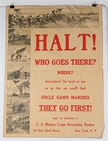 WW1 US MARINE CORPS POSTER HALT WHO GOES THERE!