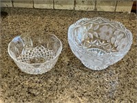 2 Beautiful Medium Size Crystal Glass Bowls