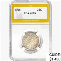 1908 Barber Quarter PGA MS65