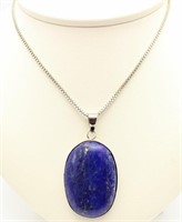 Lapis stone sterling silver pendant on sterling