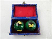 Ying Yang Chinese Metal Medicine Balls in Box