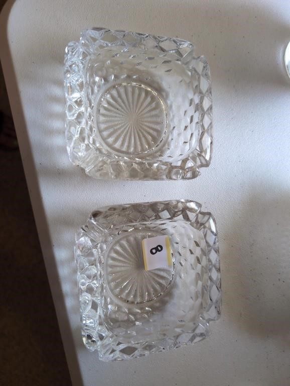 2 Fostoria heavy ashtrays vintage glassware 1 has