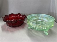 (2) Art Glass Center Bowls