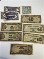 9 Circulated WWII Japanese Occupied Phill bills