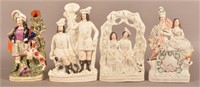 Four Large Staffordshire China Figurines.