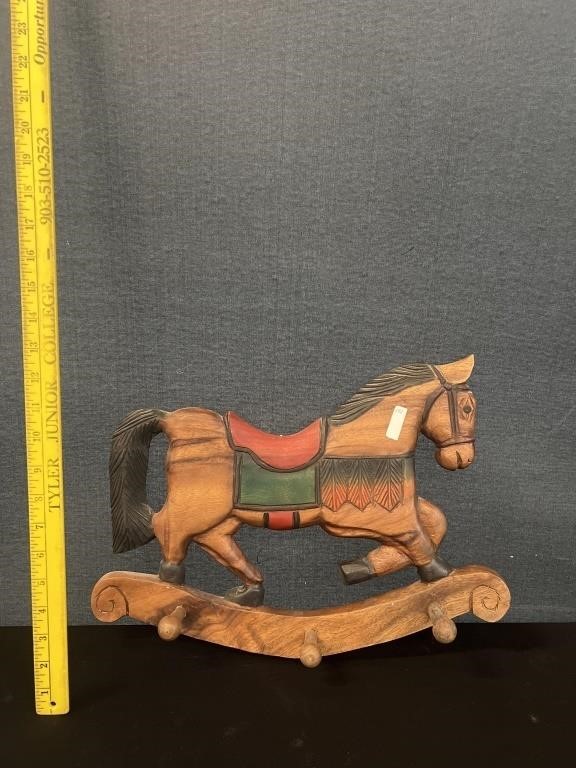 Hand Painted Wood Horse Coat Rack
