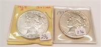 1925-S Silver Dollar AU; 1935-S Silver Dollar VF