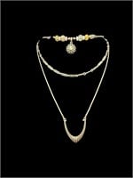 Triple Layered 22k Indian Gold Gemstones Necklace