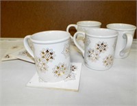 MCM White/Gold Snowflake Coffee Cups with tile