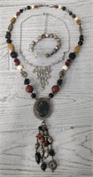 Navajo Style & VCLM Rhinestone Necklace & Bracelet