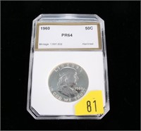 1960 Franklin half dollar, PCI slab certified