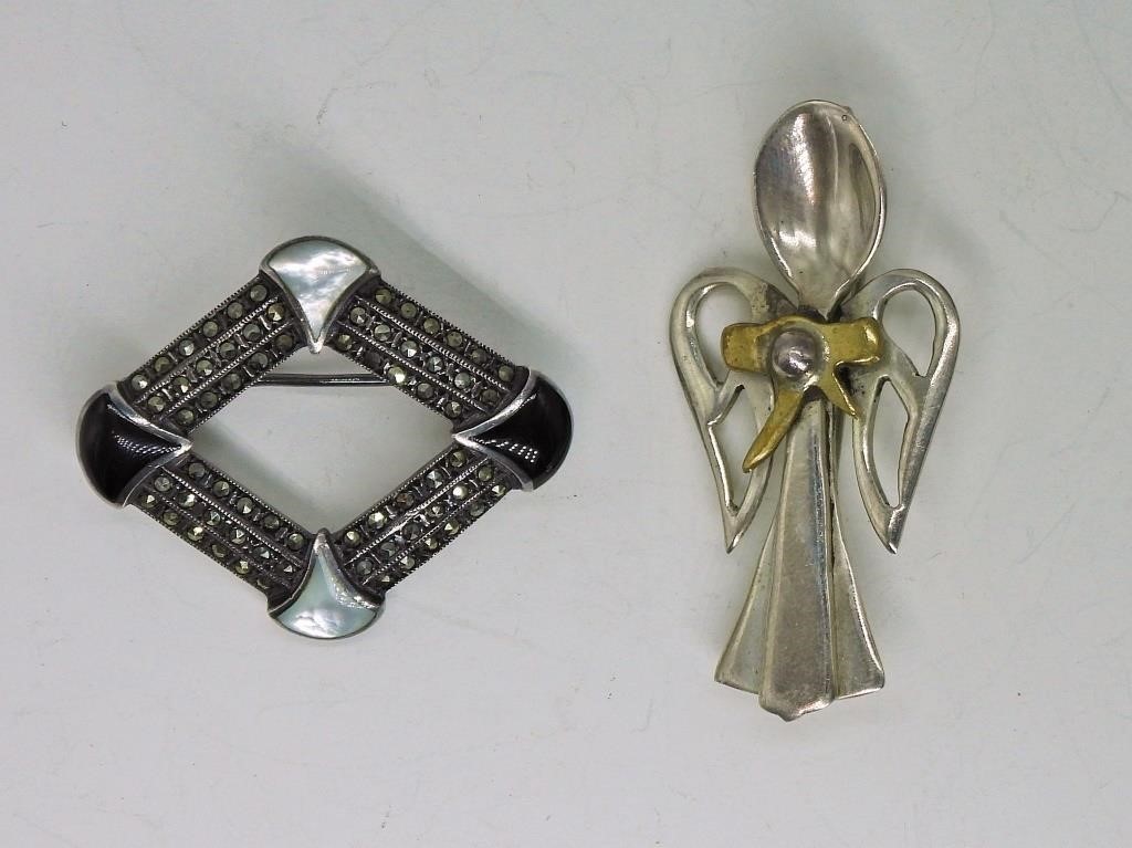 2 GEMSTONE PINS-STERLING