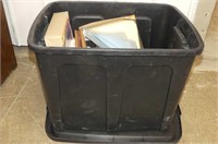 Tote with Lid and Office Supplies