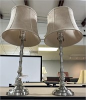 Pair of Metal Candle Stick Lamps