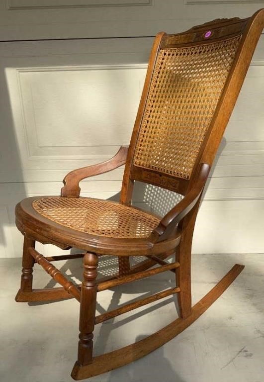 Walnut and Burl Victorian Rocking Chair