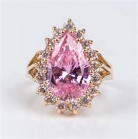 Jewelry 14kt Yellow Gold Pink CZ Cocktail Ring