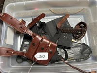 Tub of Gun Holsters & Assorted Items