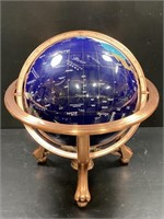 Mineral Inlaid World Globe w/ Stand