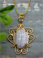 GENUINE STONE PENDANT ON CHAIN NECKLACE ROCK STONE