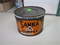 Vintage Sanka Coffee Tin with Lid 5" x 3&1/2"