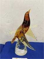 AMBER AND CLEAR ART GLASS SCULPTURE