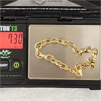 8" 14k 585 Gold Unique Link Charm Bracelet 7.3g