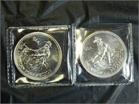 1986 & 1986 1 OZT Fine Silver Rounds Prospector