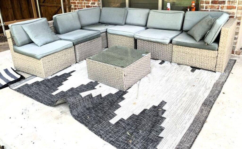 Grey All Weather Wicker Sectional