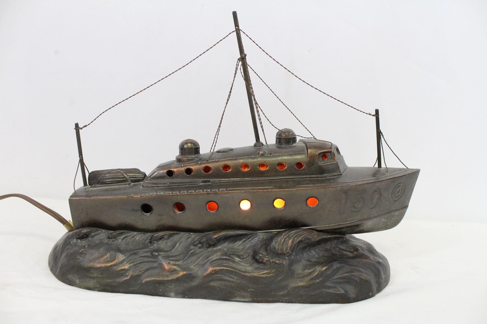 1940s "Florentine" Metal Patrol Boat TV Lamp