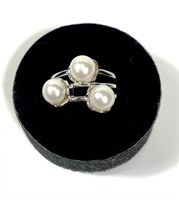 Sterling silver split shank 6mm cultured pearls