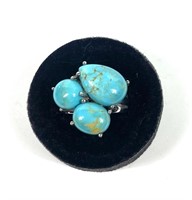 Sterling silver turquoise mixed shape cluster
