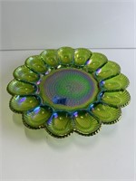 Green Carnival Glass Egg Plate