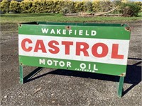Wakefield Castrol 12 Bottle Oil Rack & Enamel Sign