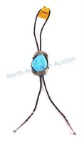 Navajo Old Pawn Sterling Silver Turquoise Bolo Tie