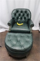 Hancock & Moore Leather Arm Chair & Ottoman
