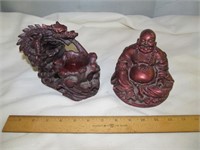 Vintage Composite Buddha & Dragon Candle Holder