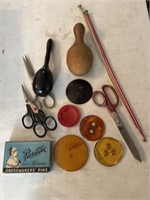 Flat of Sewing Items - Large Bakelite Buttons