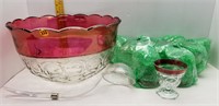 11PC GLASS PUNCHBOWL SET W/ LUCITE LADLE