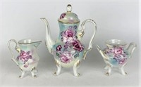 Limoges Hand Painted Porcelain Teapot, Sugar &