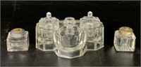 Vintage Clear Glass Standish & Inkwells