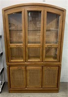 Vintage China Cabinet with Cane Inset Panels