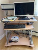 Computer desk with contents (monitor,printers &